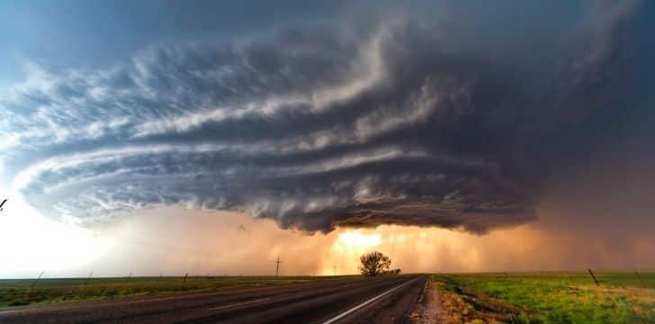 A large terrifying tornado