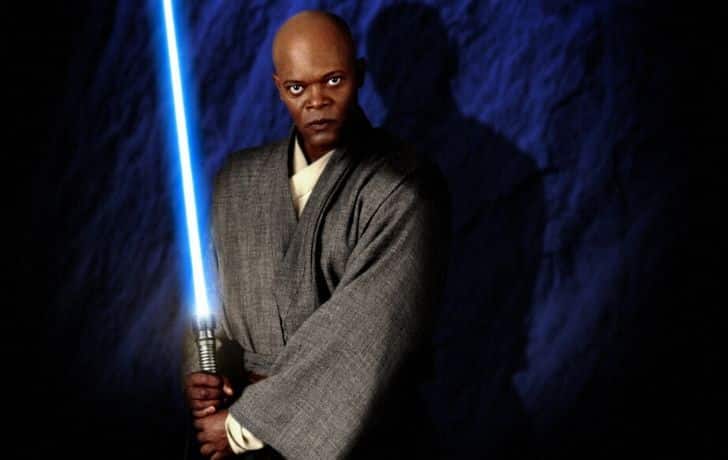 Mace Windu with a blue saber