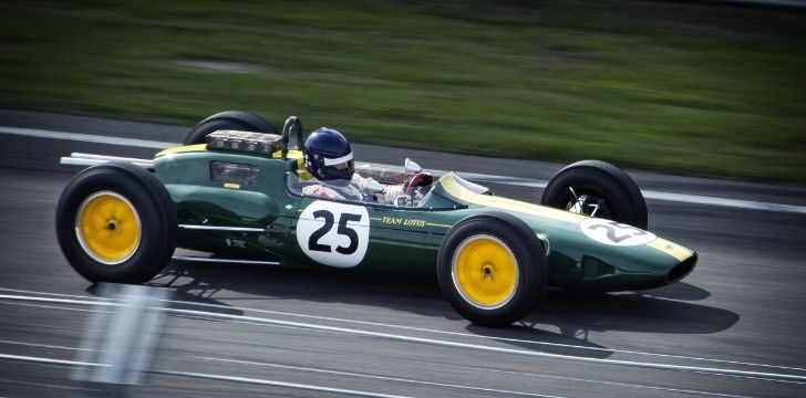 A green Formula 1 car