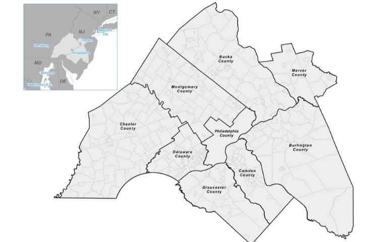 A map of the very few counties within Delaware State.