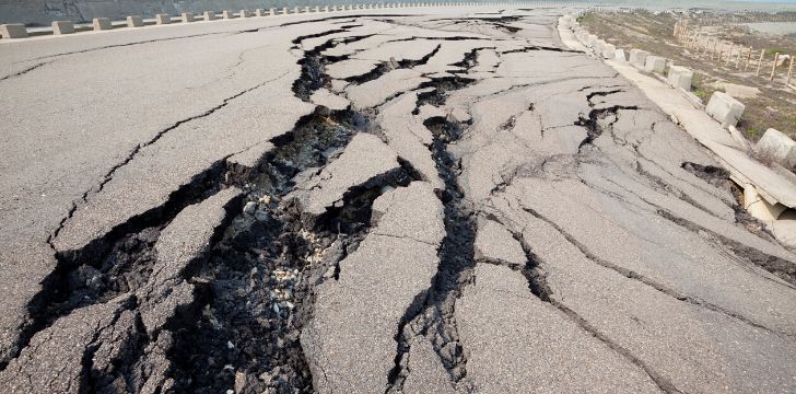 Cracked asphalt roads