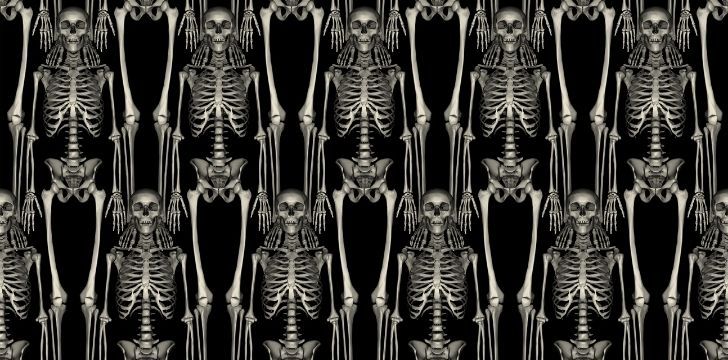 Rows of human skeletons