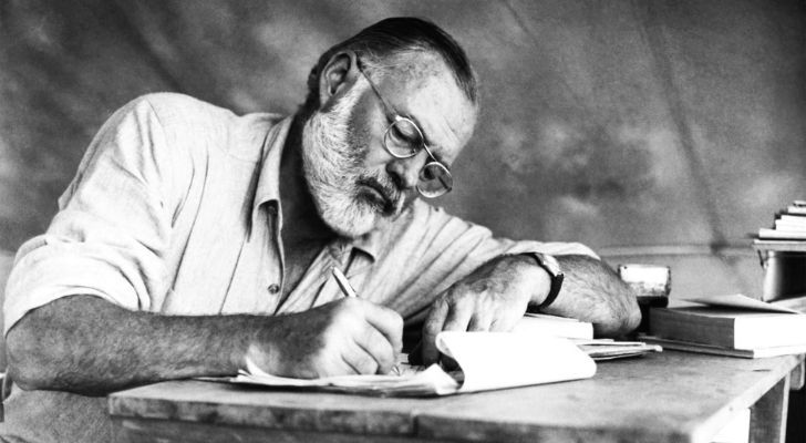 Ernest Hemmingway writing