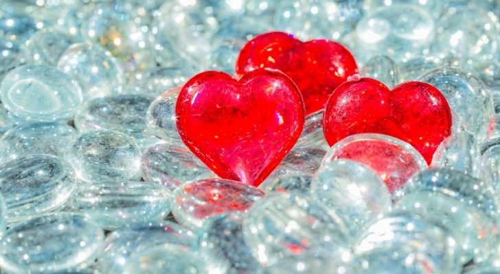 Crystal red hearts