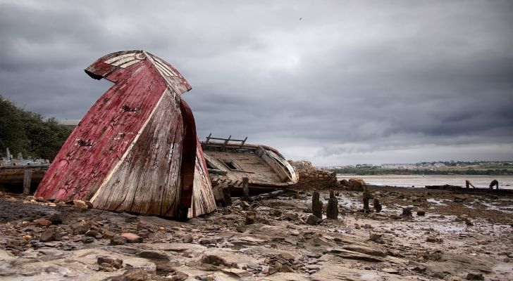 Ghost ship on the beach