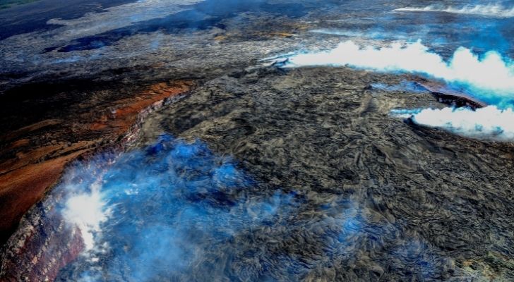 Hawaii's Big Island showing burning lava