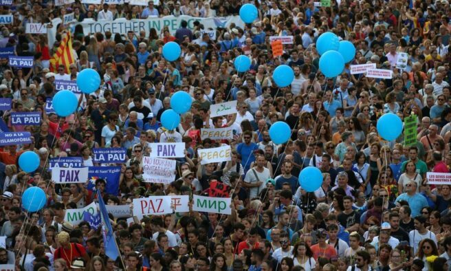 OTD in 2017: Hundreds of thousands of people marched peacefully through the streets of Barcelona due to a terrorist attack.