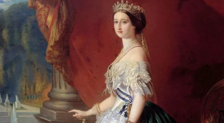 Empress Eugénie de Montijo, the wife of Napoleon III in court dress