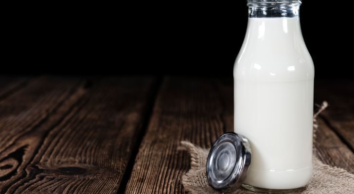 A glass bottle full of milk