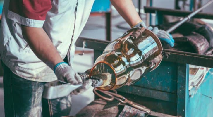 Glassblowing in process