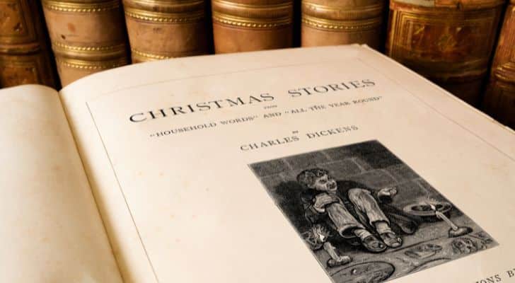 A page of a book titled "Christmas Stories" by Charles Dickens