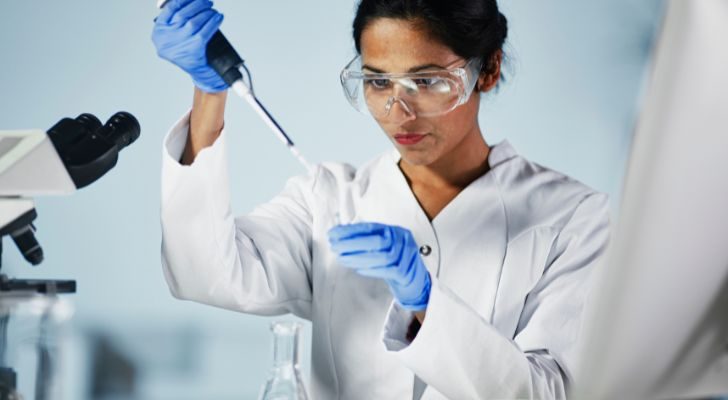 A female scientist performing experiments