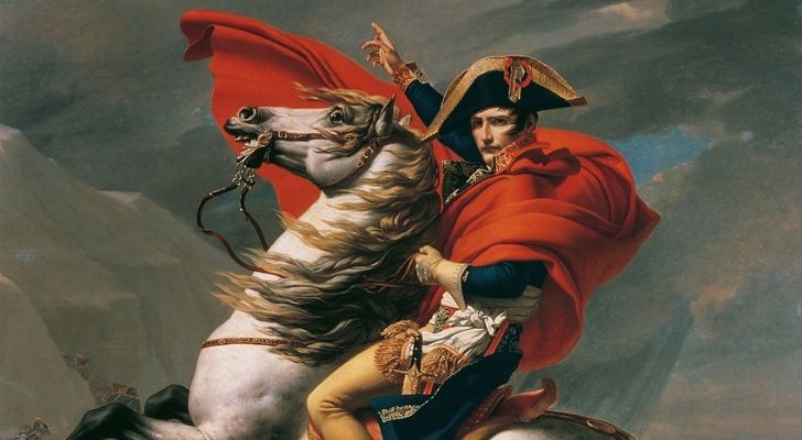 Jacques-Louis David's famous portrait, Napoleon Crossing the Alps