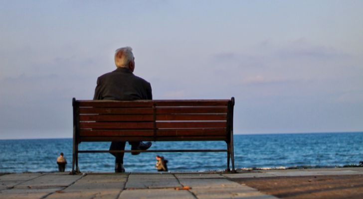 An old man watching the sea