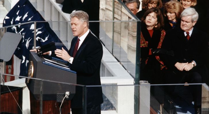 Bill Clinton giving his inaugural address at the U.S. Capitol