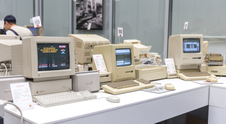 A collection of original Apple computers