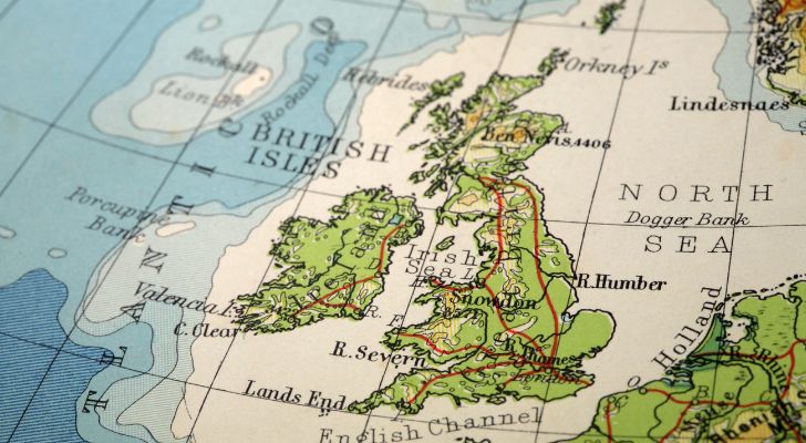 A map of the British Isles and surrounding waters