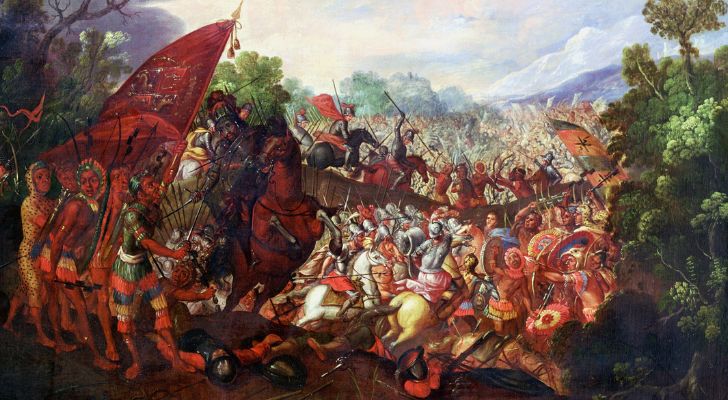 A battle between the men of Hernan Cortes and an Aztec army