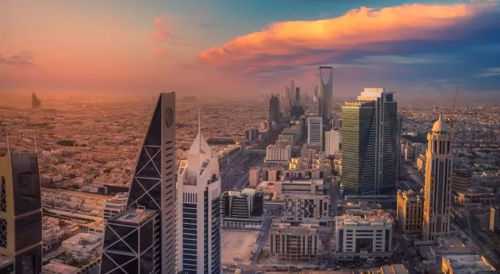 A view over Riyadh, Saudi Arabia at sunset