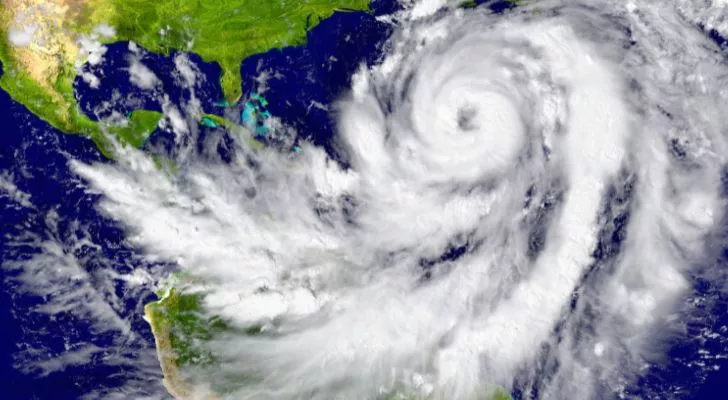 A huge hurricane over the Atlantic Ocean