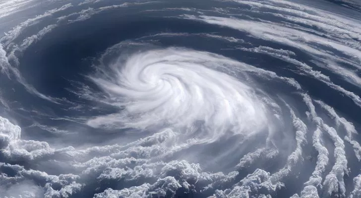 A view of a hurricane building in the sky