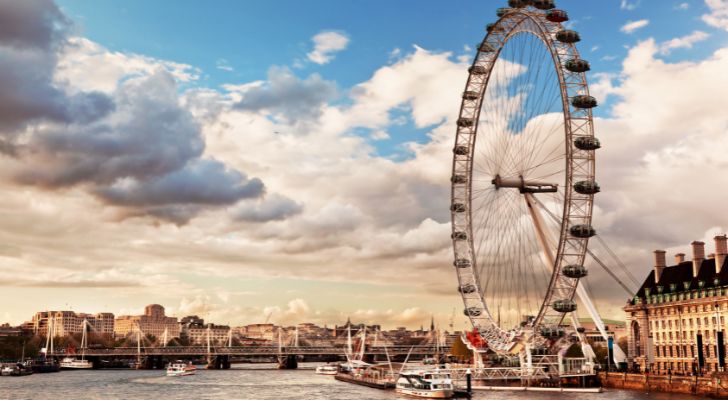 The London Eye against a backdrop of a cloudy sky