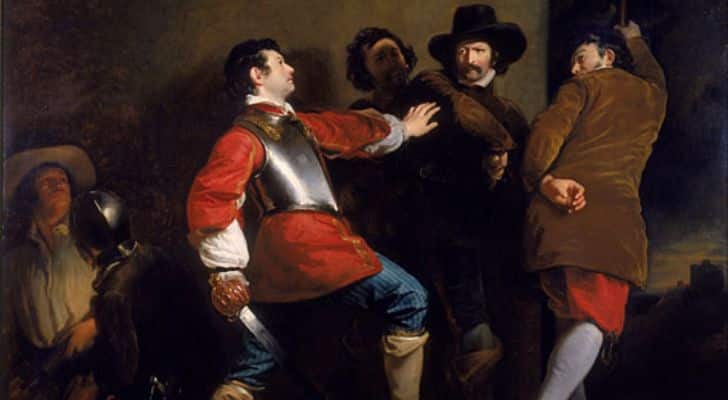 The apprehension of Guy Fawkes during the Gunpowder Plot