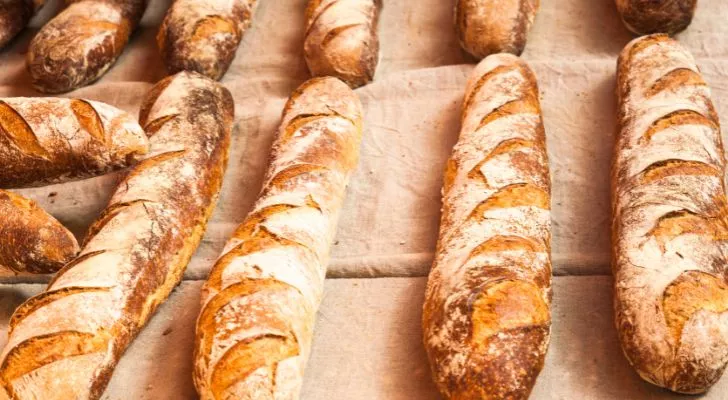 A batch of freshly made baguettes