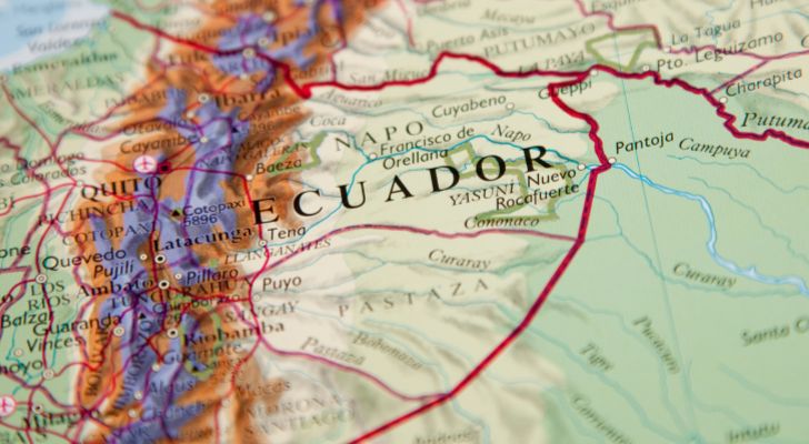 A map showing the location and borders of Ecuador