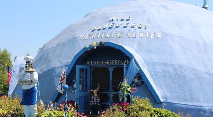 The Wild Blueberry Heritage Center, shaped to look like a giant blueberry