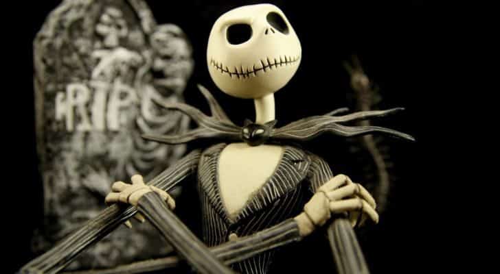 A Jack Skellington figurine with a detachable head