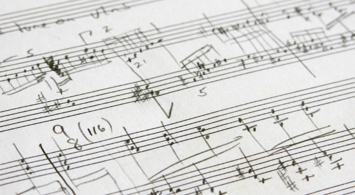 Sheet music drawn by hand