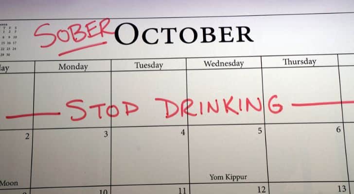 A calendar which has been drawn on to read "Sober October"